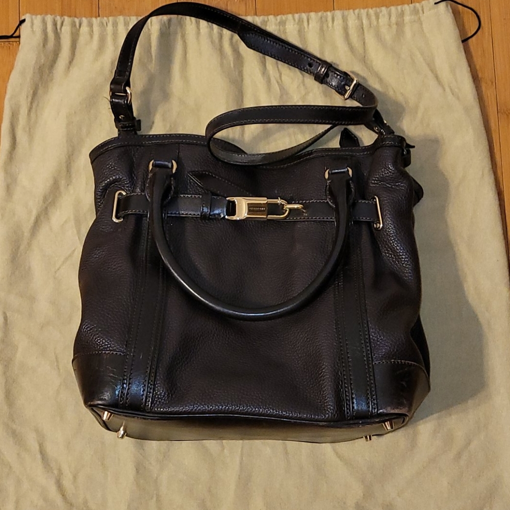 Burberry Dark Brown Grainy Leather Shoulder Bag